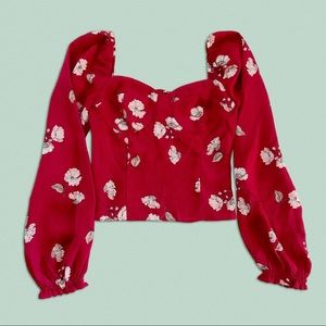 Floral Sweetheart Cropped Blouse